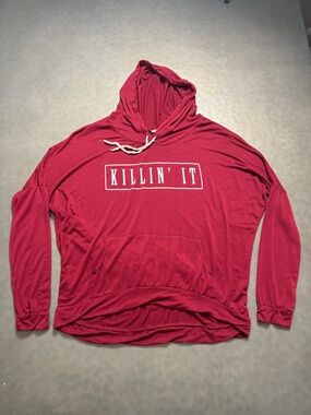 Four Girlz Killin It Hoodie Red Maroon Lightweight Graphic Pullover Medium
